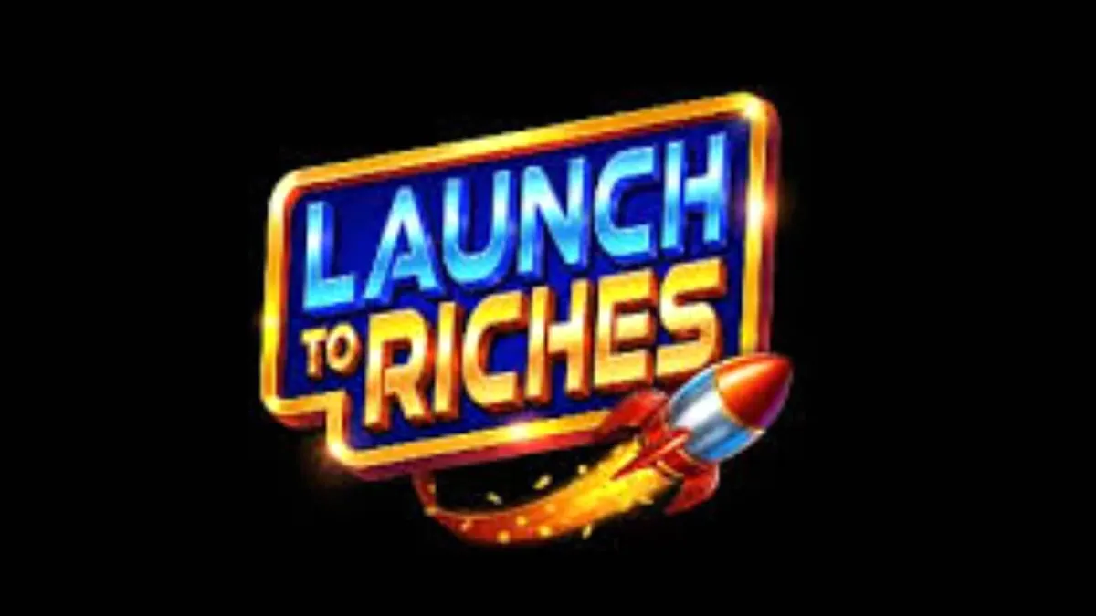 Interface futurista do slot Launch to Riches com nebulosas e símbolos espaciais